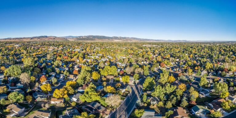 looking over fort collins neighborhood on a clear and sunny day