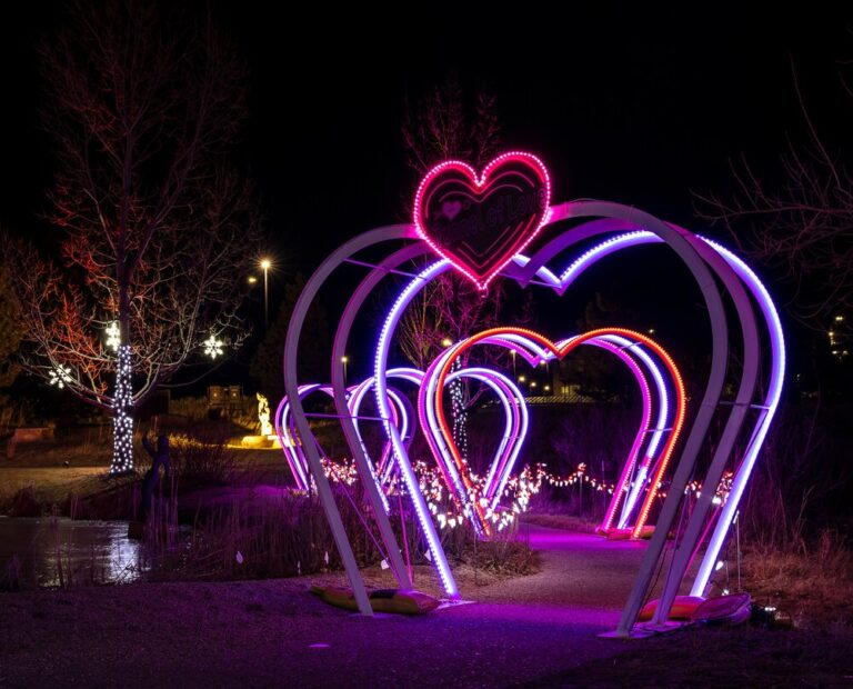 loveland valentine's day light display at chapungu sculpture park